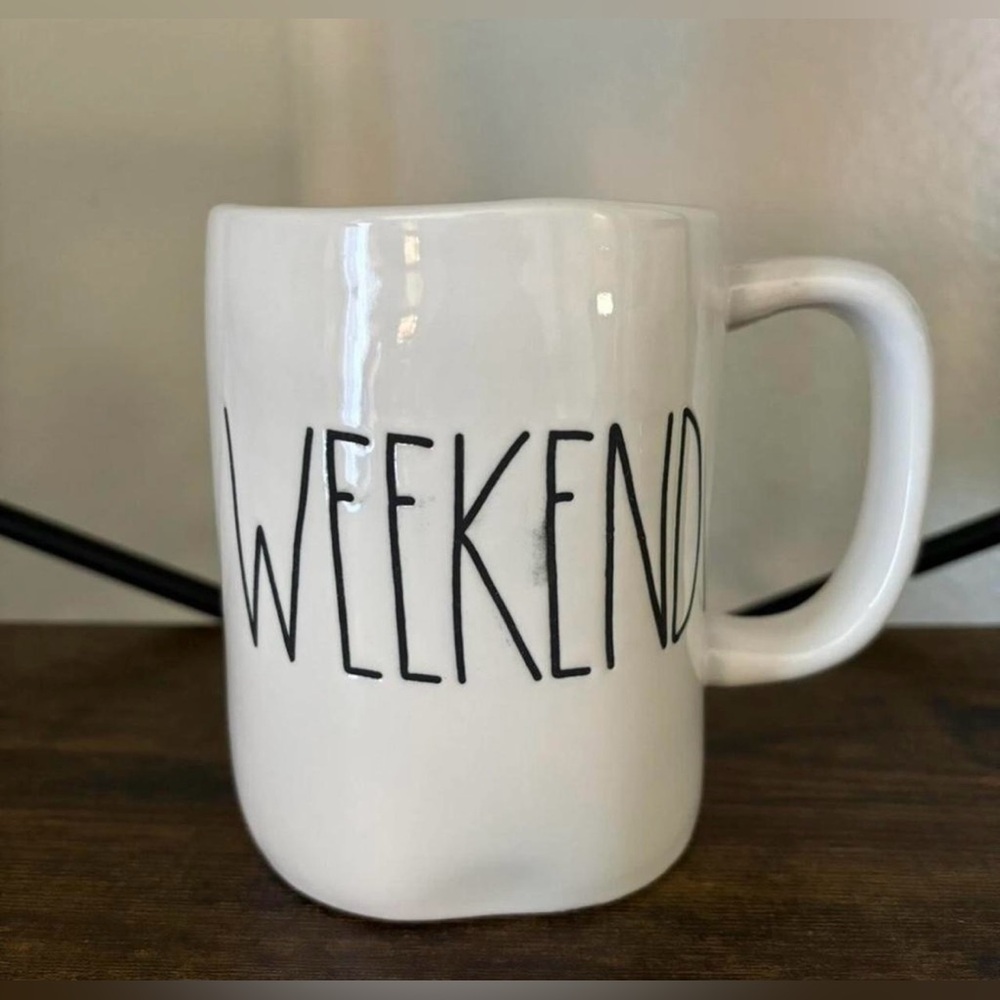 Rae Dunn White "WEEKEND" Ceramic Coffee Mug - Home Dining